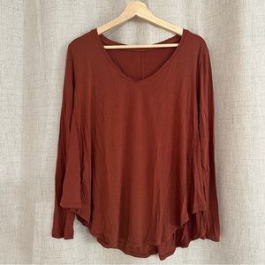 Lululemon Up For Down Time Scoop Neck Long Sleeve Tee Burnt Orange Size 6